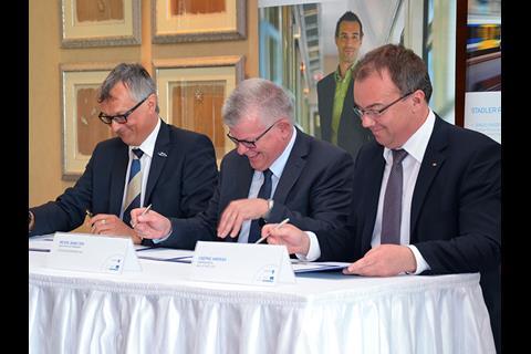 A framework agreement for the supply of up to 40 Kiss double-deck EMUs was signed by MÁV-Start and Stadler on April 12.